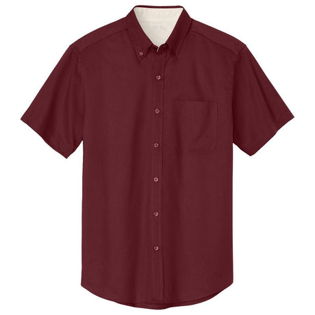 Joe's Men's Short Sleeve Button-Up Shirt - Burgundy / Light Stone Woven Shirts Joe's USA Burgundy / Light Stone Small