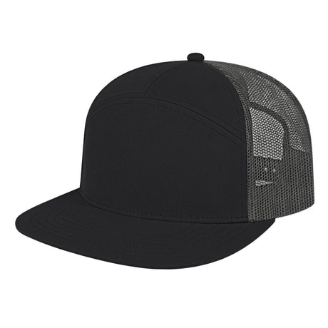 Cap America 7 Panel Trucker Cap i3057 Black/Charcoal Standard Caps