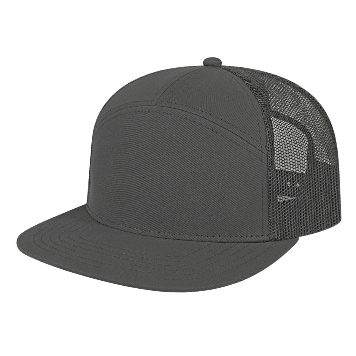 Cap America 7 Panel Trucker Cap i3057 Charcoal Standard Caps