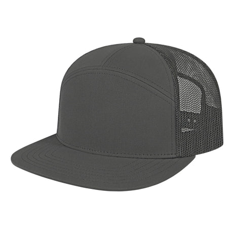 Cap America 7 Panel Trucker Cap i3057 Charcoal Standard Caps