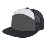 Cap America 7 Panel Trucker Cap i3057 White/Charcoal/Black Standard Caps