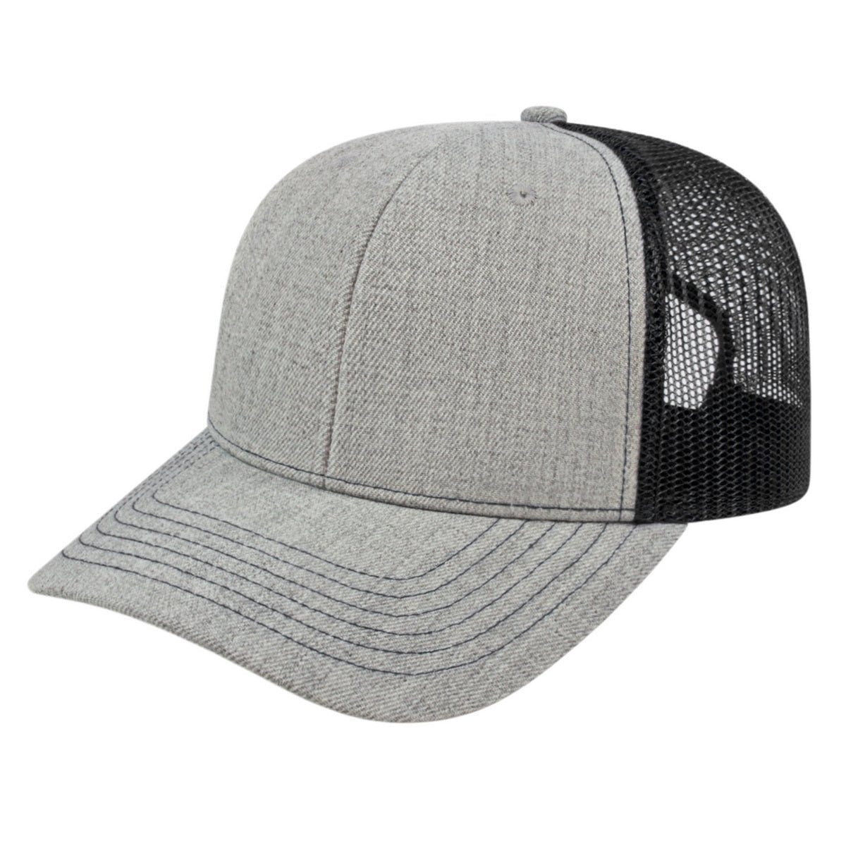 Cap America Blended Wool Acrylic Trucker Cap i3035 Heather/Black Standard