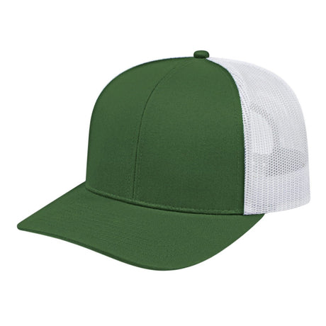 Cap America Classic 6 Panel Trucker Cap i3038 Dark Green/White Standard Caps