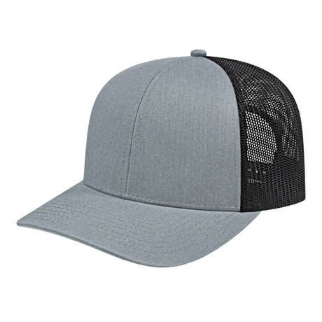 Cap America Classic 6 Panel Trucker Cap i3038 Heather/Black Standard Caps