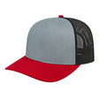 Cap America Classic 6 Panel Trucker Cap i3038 Heather/Red/Black Standard Caps
