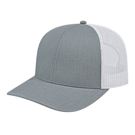 Cap America Classic 6 Panel Trucker Cap i3038 Heather/White Standard Caps