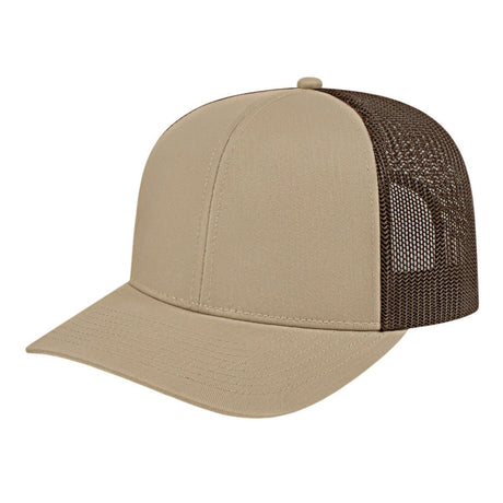Cap America Classic 6 Panel Trucker Cap i3038 Khaki/Brown Standard Caps