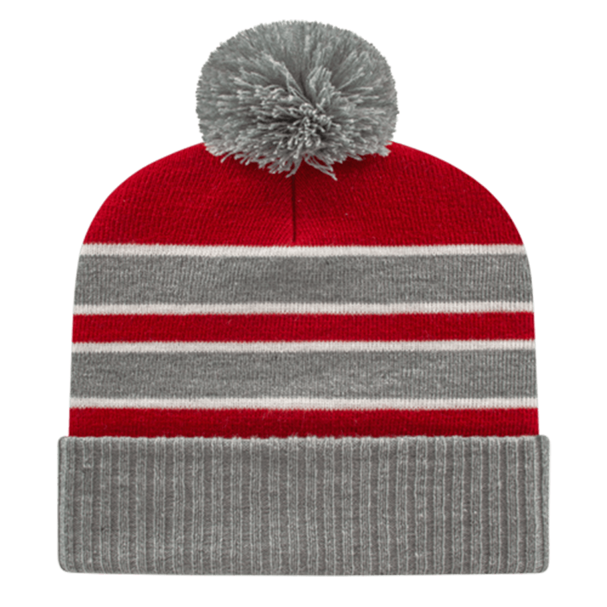 Cap America Double Stripe Knit Cap with Ribbed Cuff iK56 Heather/Royal/White Standard