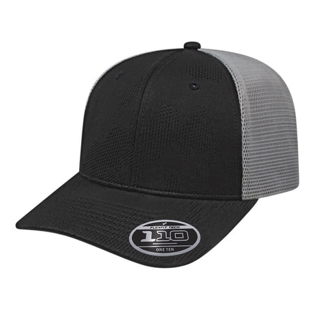 Cap America Flexfit 110® Jacquard Trucker Mesh Back Cap - Cap America i8516 Black/Silver Standard Hats