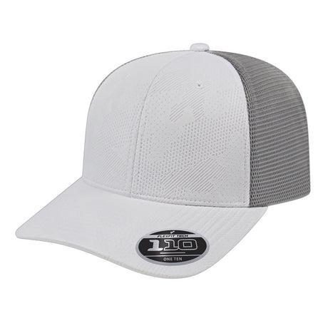 Cap America Flexfit 110® Jacquard Trucker Mesh Back Cap - Cap America i8516 Gray/White Standard Hats