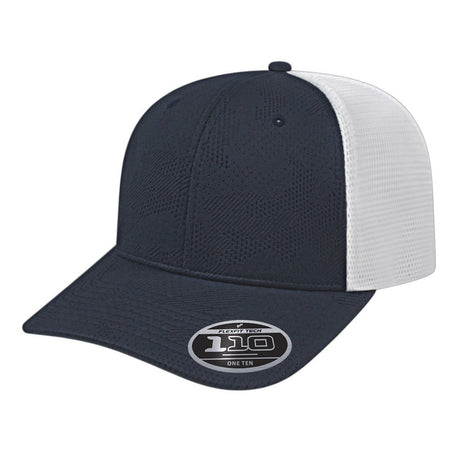 Cap America Flexfit 110® Jacquard Trucker Mesh Back Cap - Cap America i8516 Navy/White Standard Hats