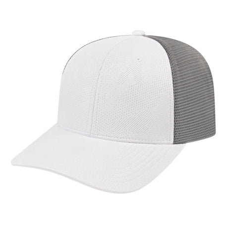 Cap America Flexfit 110® Jacquard Trucker Mesh Back Cap - Cap America i8516 White/Silver Standard Hats