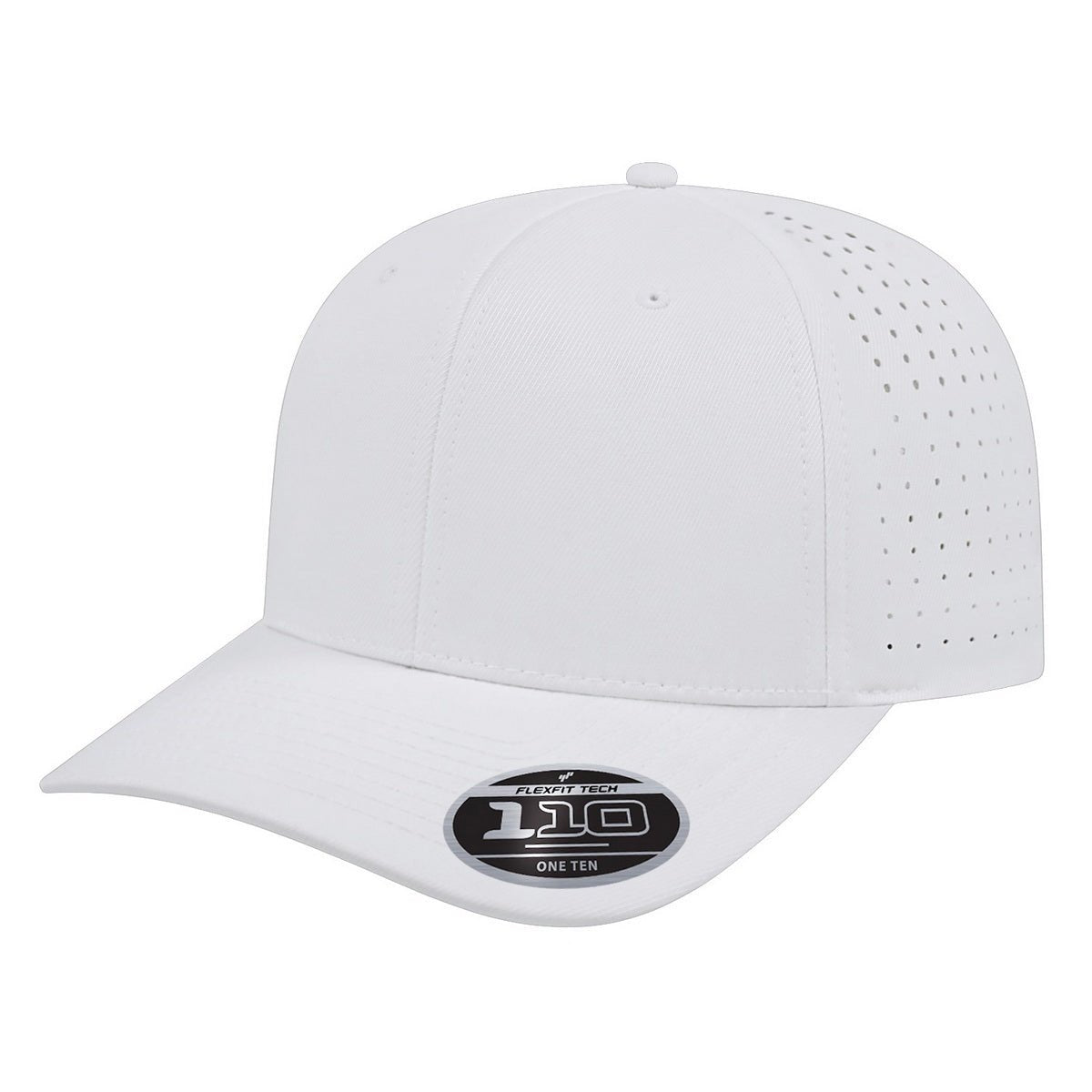 Cap America Flexfit 110® Perforated Performance Snapback Cap i8533 White Standard Caps