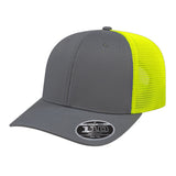 Cap America Flexfit 110® Premium Trucker Cap i8502 Graphite/Neon Yellow Standard Caps