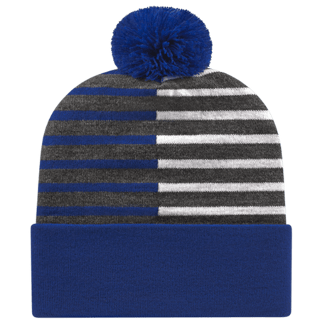 Cap America Half Color Knit Cap with Cuff RKH12 True Royal/White Standard