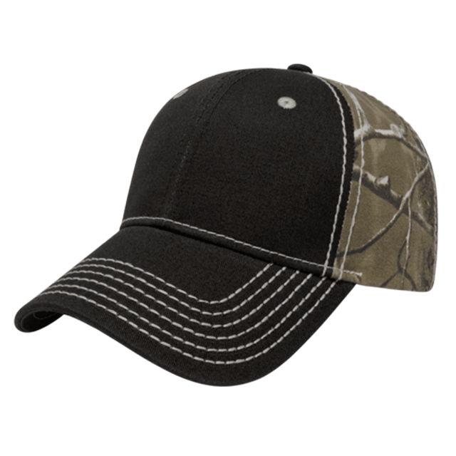 Cap America Heavy Contrast Stitching Chino & Camo Cap i2089 Black/Realtree AP™ Standard