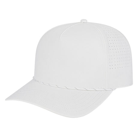Cap America I3056 Summit Perforated Cap with Rope White with White/Silver Rope Standard Caps