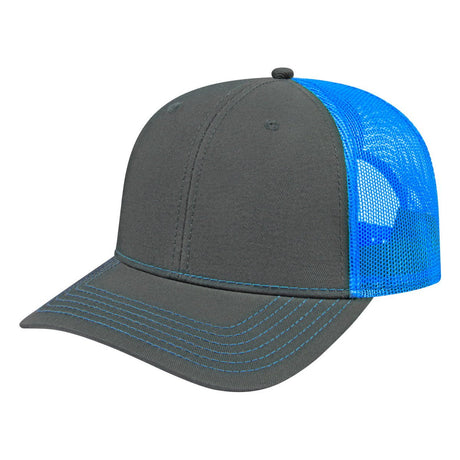 Cap America Original Trucker Cap i3028 Charcoal/Neon Blue Standard Caps
