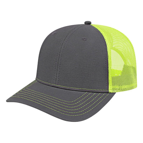 Cap America Original Trucker Cap i3028 Charcoal/Neon Yellow Standard Caps