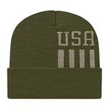 Cap America Patriotic Knit Cap with Cuff RKUSA12 Olive/Khaki Standard