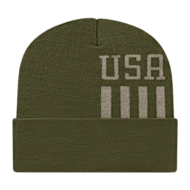 Cap America Patriotic Knit Cap with Cuff RKUSA12 Olive/Khaki Standard