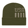 Cap America Patriotic Knit Cap with Cuff RKUSA12 Olive/Khaki Standard