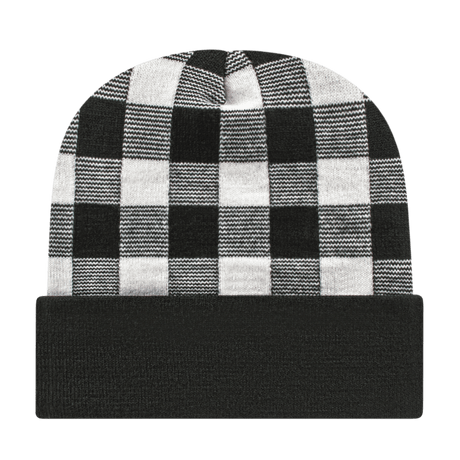 Cap America Plaid Knit Cap with Cuff RKP12 Olive/Black Standard