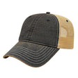 Cap America Premium Vintage Washed Mesh Back Cap i8527 Black/Khaki OSFM