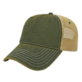Cap America Premium Vintage Washed Mesh Back Cap i8527 Green/Khaki OSFM