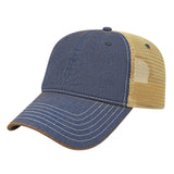 Cap America Premium Vintage Washed Mesh Back Cap i8527 Royal/Khaki OSFM