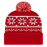Cap America Snowflake Knit Cap with Cuff RKF12 True Red Standard