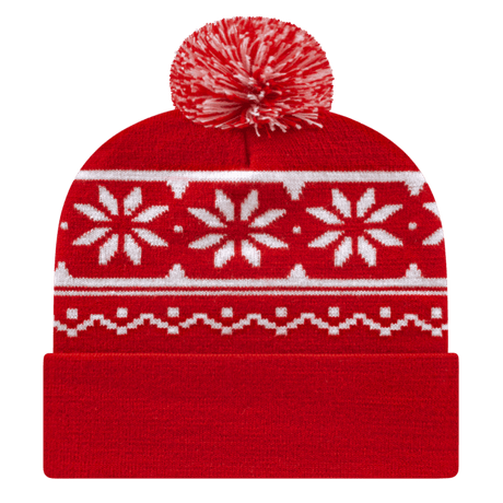 Cap America Snowflake Knit Cap with Cuff RKF12 True Red Standard