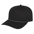 Cap America Summit Perforated Cap with Rope i3056 Black with Black/Silver Rope Standard