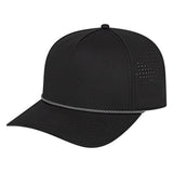 Cap America Summit Perforated Cap with Rope i3056 Black with Black/Silver Rope Standard