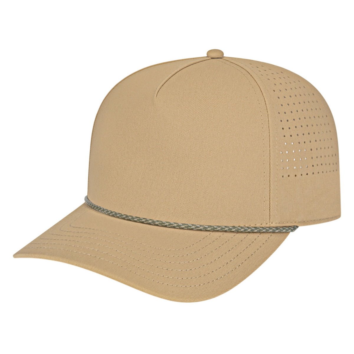 Cap America Summit Perforated Cap with Rope i3056 Khaki with Loden/Khaki Rope Standard