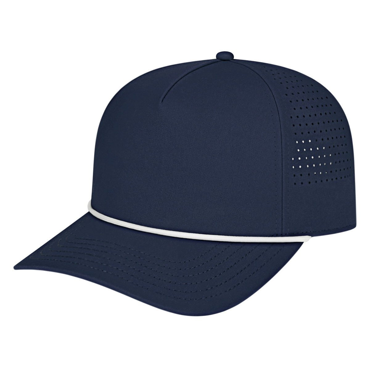 Cap America Summit Perforated Cap with Rope i3056 Navy with White Rope Standard