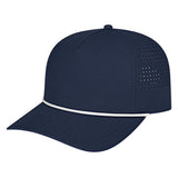 Cap America Summit Perforated Cap with Rope i3056 Navy with White Rope Standard