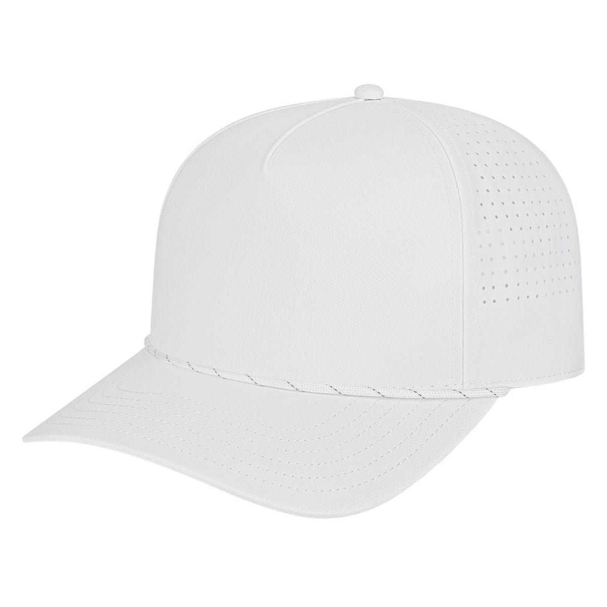 Cap America Summit Perforated Cap with Rope i3056 White with White/Silver Rope Standard