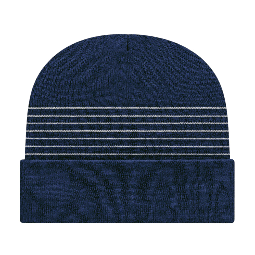 Cap America Thin Striped Knit Cap with Cuff RKT12 True Red Standard