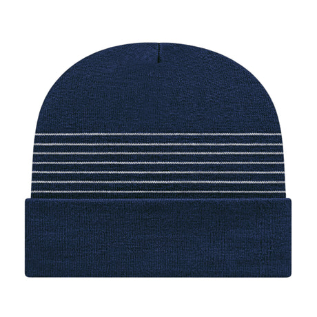 Cap America Thin Striped Knit Cap with Cuff RKT12 True Red Standard
