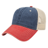 Cap America Washed Pigment Dyed Trucker Cap i3027 Navy/Red/Stone Standard