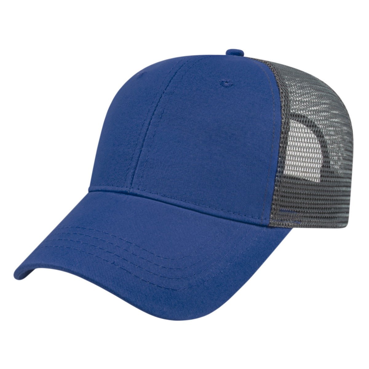 Cap America X - tra Value Six Panel Trucker Cap X500 Royal/Charcoal Standard