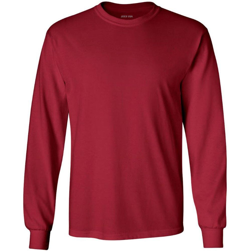 Mens Ultra Cotton 100% Cotton Long Sleeve T-Shirt T-Shirts Joe's USA Cardinal