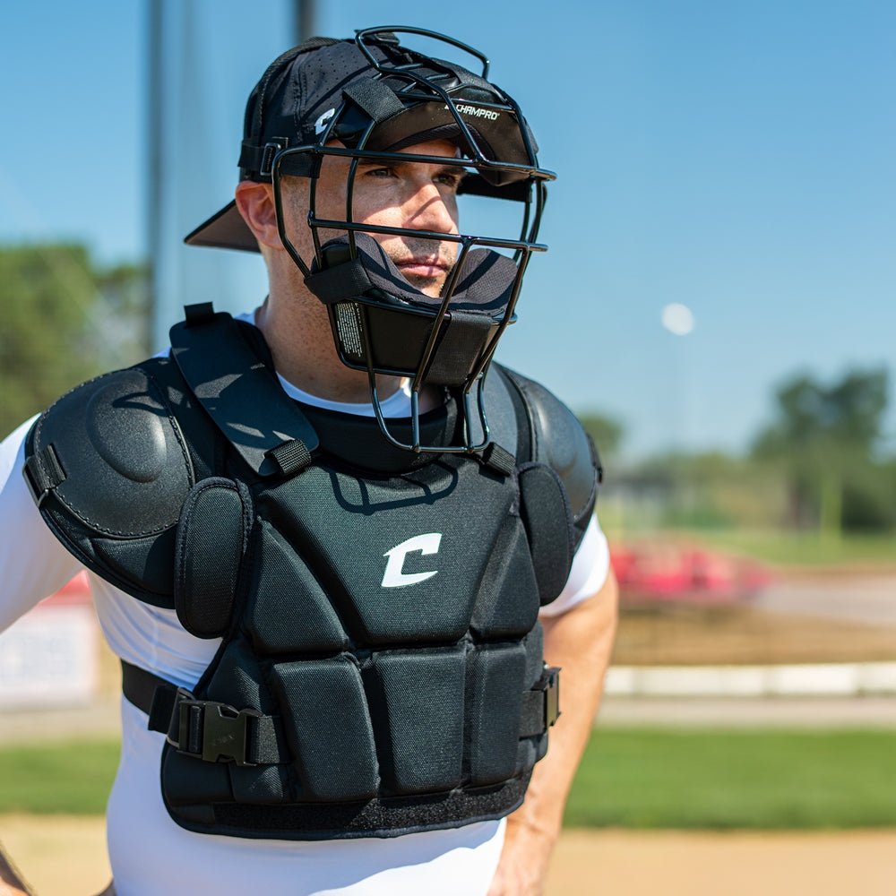 Champro Adult Umpire Mask - Lightweight - 18 oz | Champro CM72 BLACK Standard Baseball & Softball Protective Gear