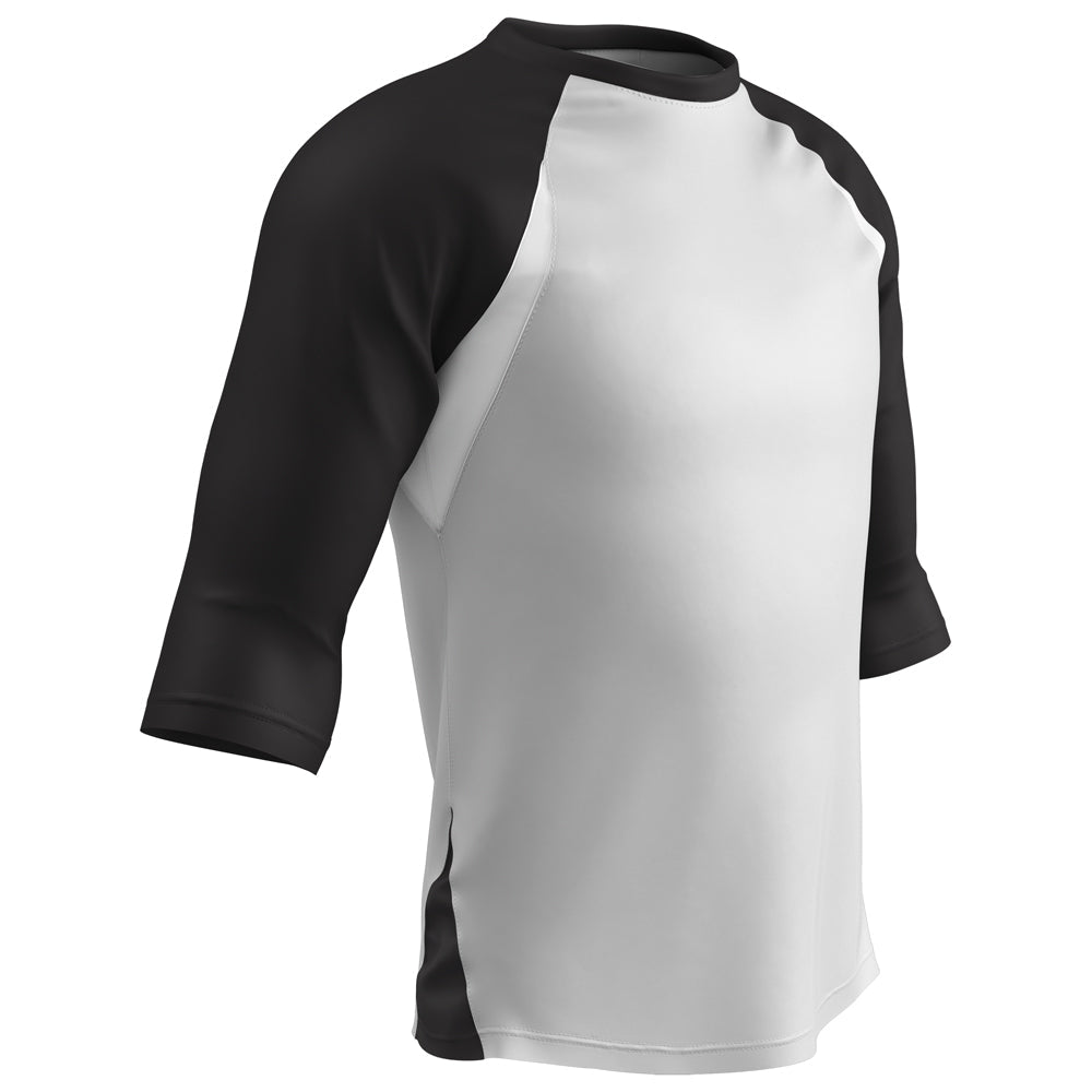 Champro COMPLETE GAME 3/4 Sleeve Baseball Shirt | Champro BS24 WHITEBLACKSLEEVE S Baseball & Softball