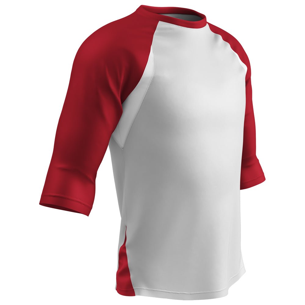 Champro COMPLETE GAME 3/4 Sleeve Baseball Shirt | Champro BS24 WHITESCARLETSLEEVE S Baseball & Softball