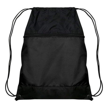 Champro Drawstring Bag w/Zipper Pocket | Champro E73 - BLACK Standard Luggage Straps