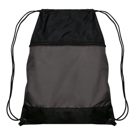 Champro Drawstring Bag w/Zipper Pocket | Champro E73 - CHARCOAL Standard Luggage Straps