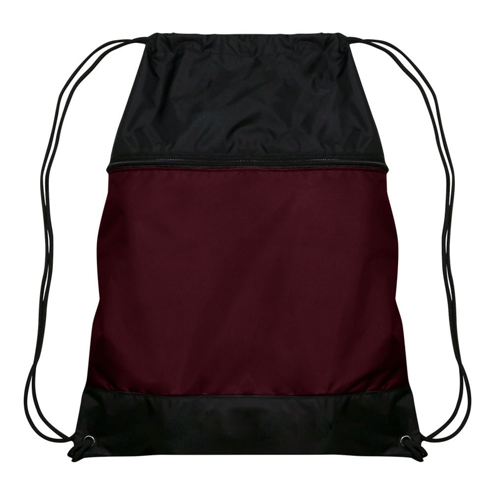Champro Drawstring Bag w/Zipper Pocket | Champro E73 - MAROON Standard Luggage Straps