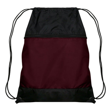 Champro Drawstring Bag w/Zipper Pocket | Champro E73 - MAROON Standard Luggage Straps